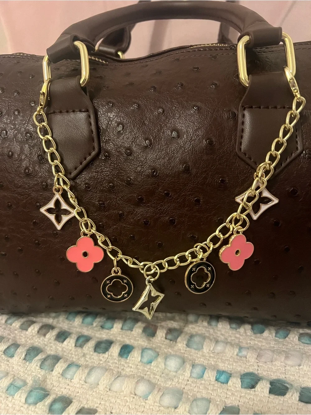 INSPIRED Brown 25 cm Speedy style Handbag w/ Gold Charm Chain w/inspired Wallet!